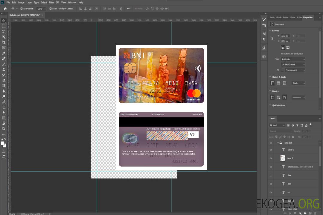 Carte master de la Banque indonésienne Negara Indonesia (BNI) template